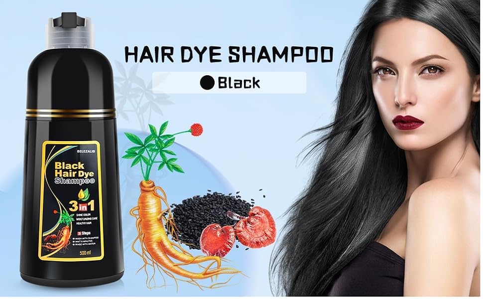 Buy 3-in-1 Black Hair Shampoo, Natural Hair Colour Treatment, 500