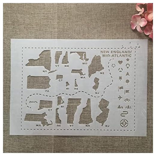 Återanvändbara stenciler, A4 29 cm USA karta England stater gör-det-själv lager schabloner väggmålning klippbok färgläggning prägling album dekorativ mall