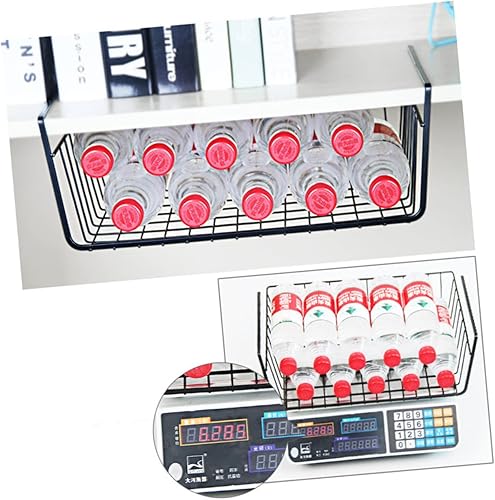 Miniatura 8 de Alipis Estante para nevera para escritorio, armario de cocina, cesta de almacenamiento colgante debajo del estante, estante de alambre debajo del