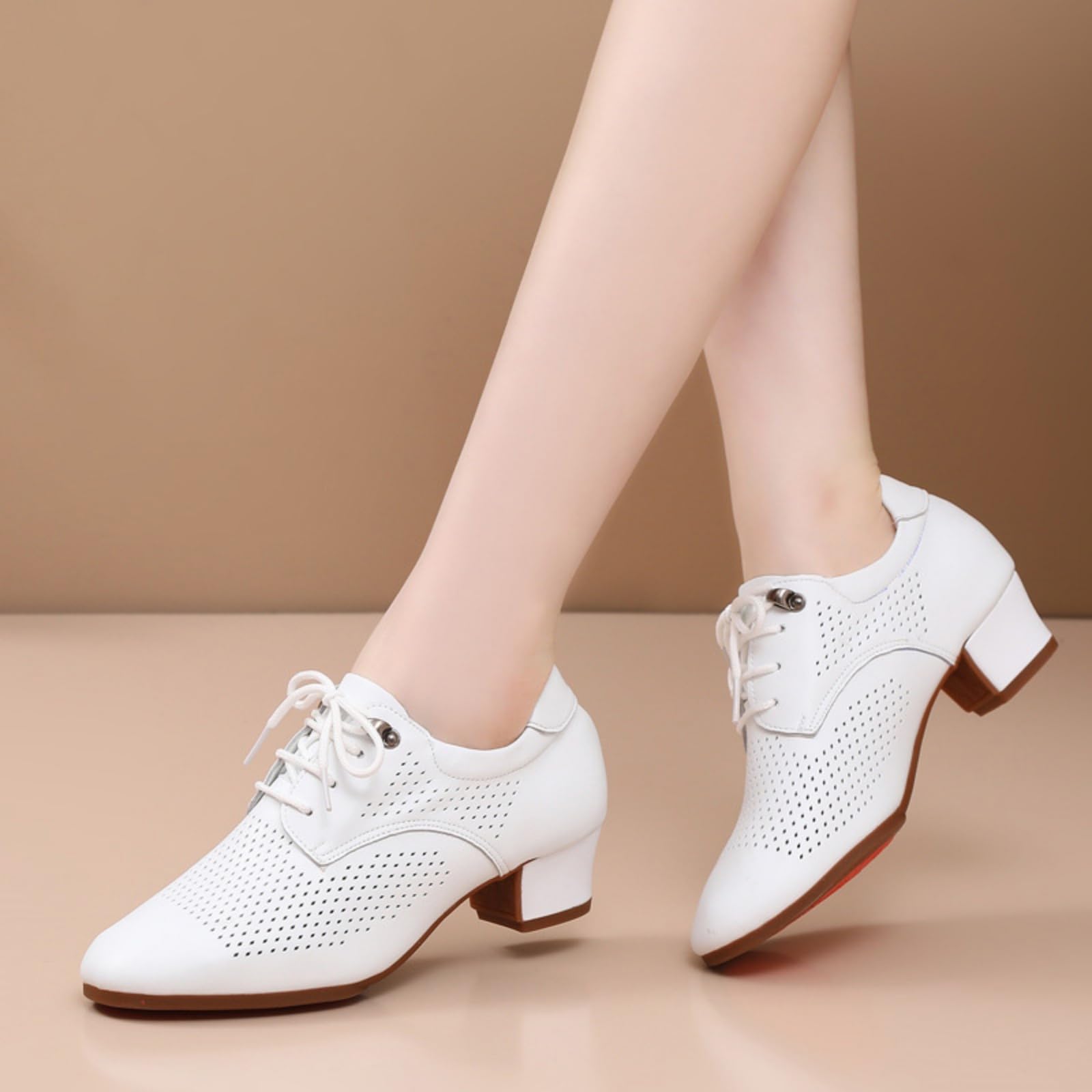 Zapatos Baile Latino Mujer Zapatos de Salsa Baile de Salón Y Tango con Cordones Transpirables para Practicar Y Bailar