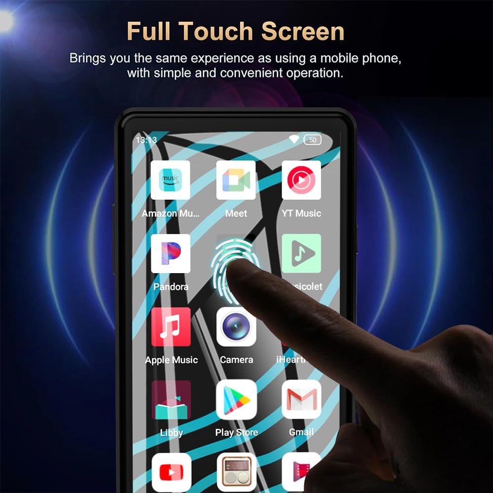 lettori MP3 di 64GB con il touch screen a 5 pollici, BTV 5,0 lettore MP3 per Android 13, musica portatile