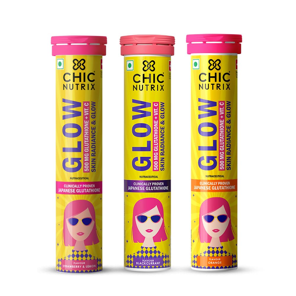 Chicnutrix Glow Glutathione Effervescent Tablets with Vitamin C |Japanese Glutathione 500mg For Radiant, Even-Toned and Glowing Skin | Sugar-Free| Strawberry Lemon Flavour, 20 Tablets (Pack of 3) — Amazon image 13