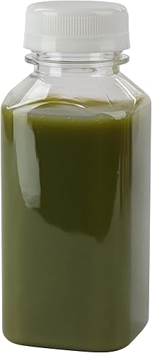 Miniatura 6 de Botellas pequeñas de plástico para jugo con tapas, paquete de 100 mini recipientes de agua de 8 onzas, botellas de plástico vacías con tapas para