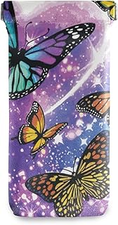 susiyo Squeeze Top Sunglasses Pouch Eyeglass Cases PU Leather Soft Anti-Scratch Eyeglass Holder (Butterflies Near Heart Shape)
