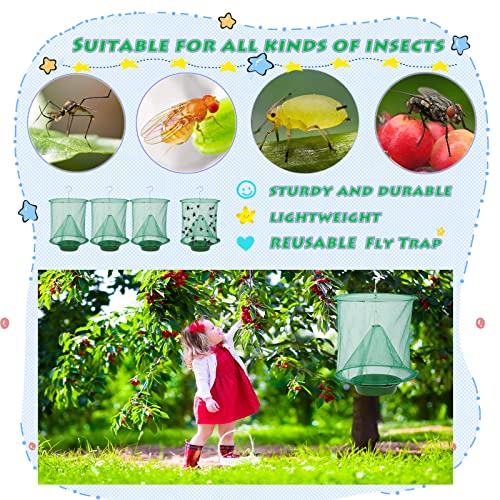 8 Pack Ranch Fly Traps - Reusable Fly Traps With Bait-Tray Outdoor Indoor Hanging,Stable Horse Fly Catcher Cage For Farms,Park, Restaurants #TOP3