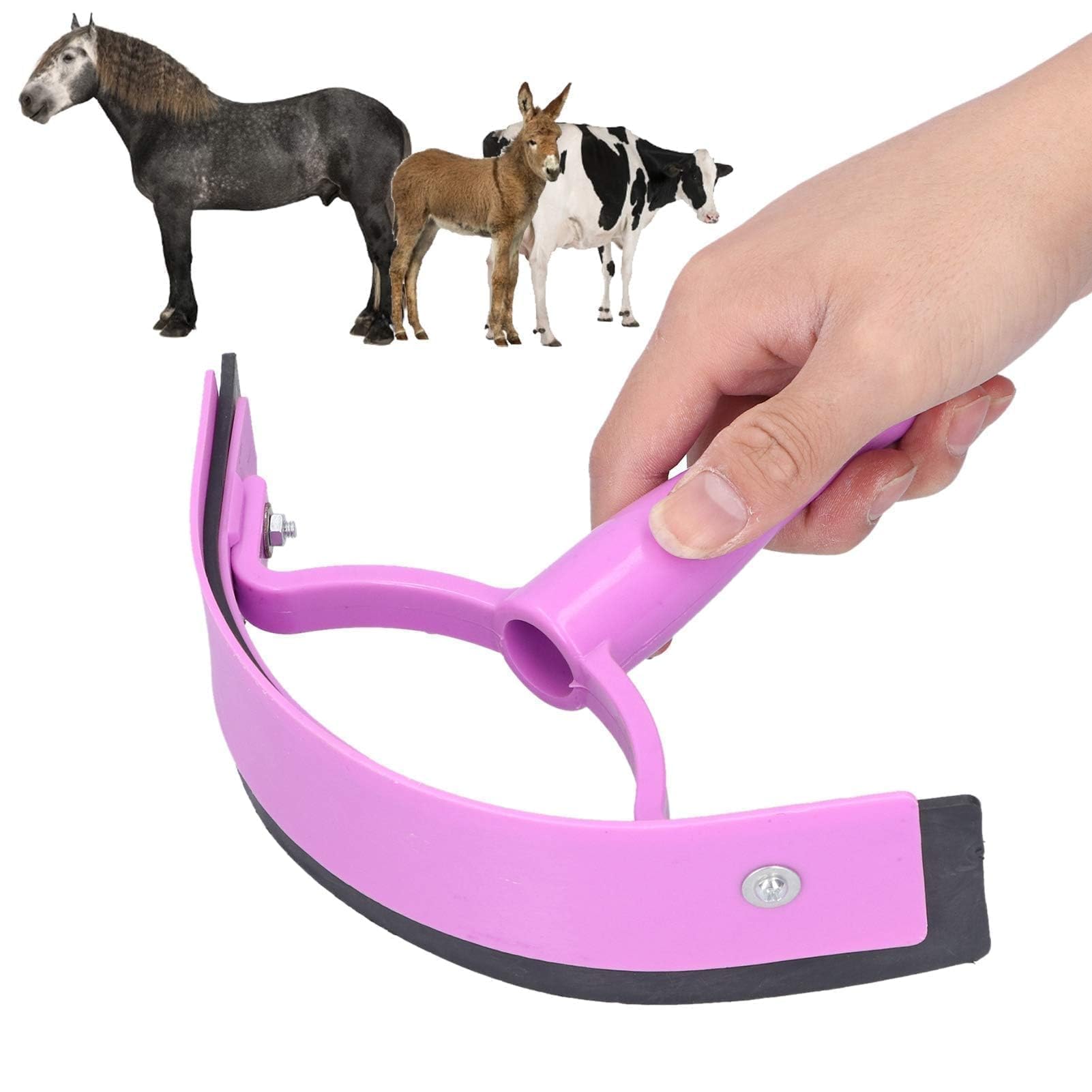 Cyrank Raspador De Goma para Caballos, Agarre Suave, Plástico, Goma, Rascador De Sudor para Caballos, Suministros De Baño para Caballos