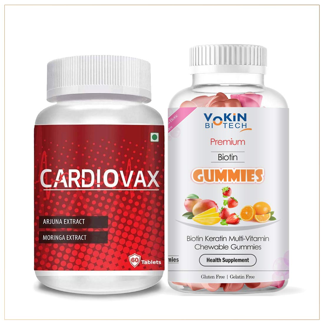 Vokin Biotech Flaxseed Omega 3,6,9 For Joint Support (60 Softgel Capsules) With Natural Cardiovax with Arjuna Extract & Moringa Extract (60 Tablets) pack of 2