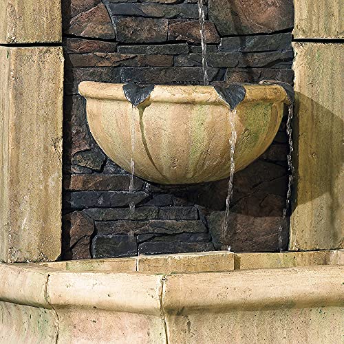 Serena Rustic Outdoor Floor Water Fountain Faux Slate Stone 50" For Yard Garden Patio Backyard Deck Home Lawn Porch House Exterior Balcony - John Timberland #TOP2