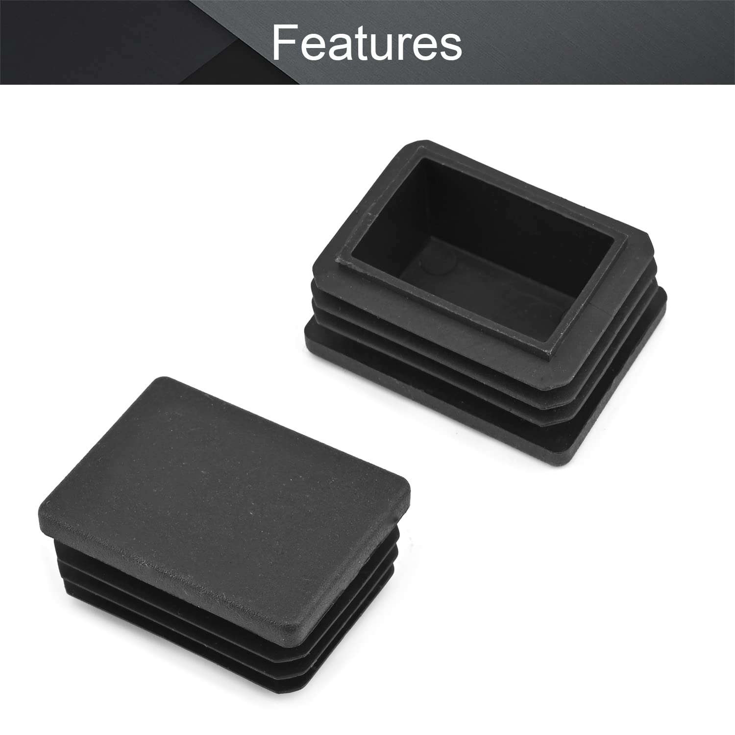 MroMax 40mm x 30mm Rectangle PP Tubing End Cap Steel Furniture Pipe Tube Cover Insert Black 10 Pcs, 30*40mm 10pcs - Image 3