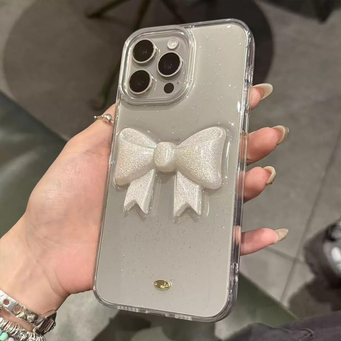 Amazon.co.jp: iphone 7plus 用 ケース リボン 立体 キラキラ ラメ