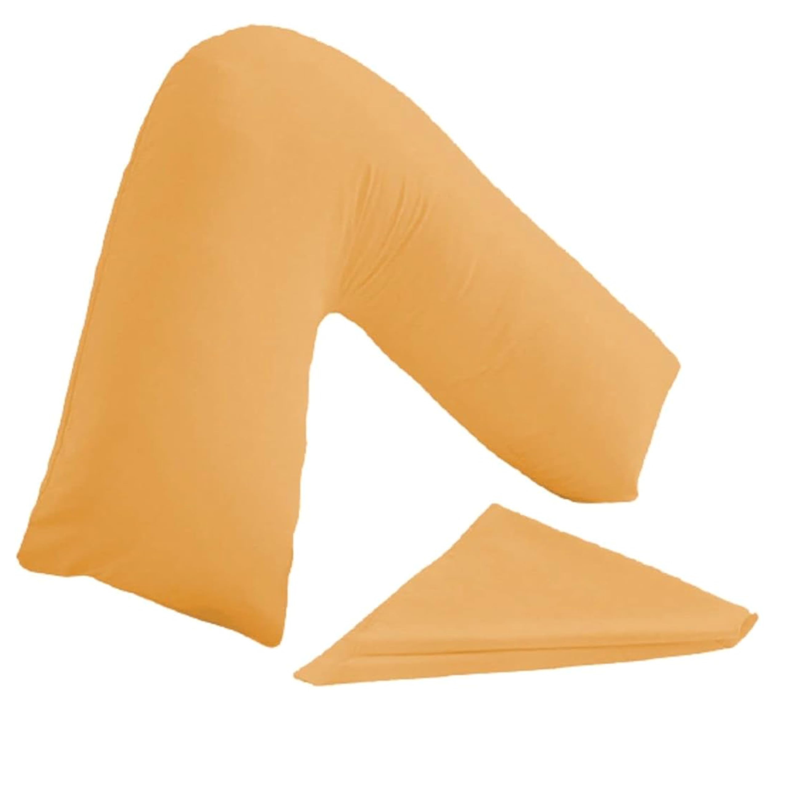 I&S Home Mustard V Pillow With Pillowcase - Comfortable V Shaped Triangle Pillow - Orthopaedic, Maternity And Pregnancy Support Body Pillow, Extra Filled Hollowfibre Support For Neck, Back & Shoulder
