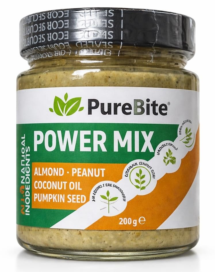 PURE BITE - 100% Natural Almond Coconut Peanut Butter. Gluten Free Sugar Free No Preservatives 200 gr