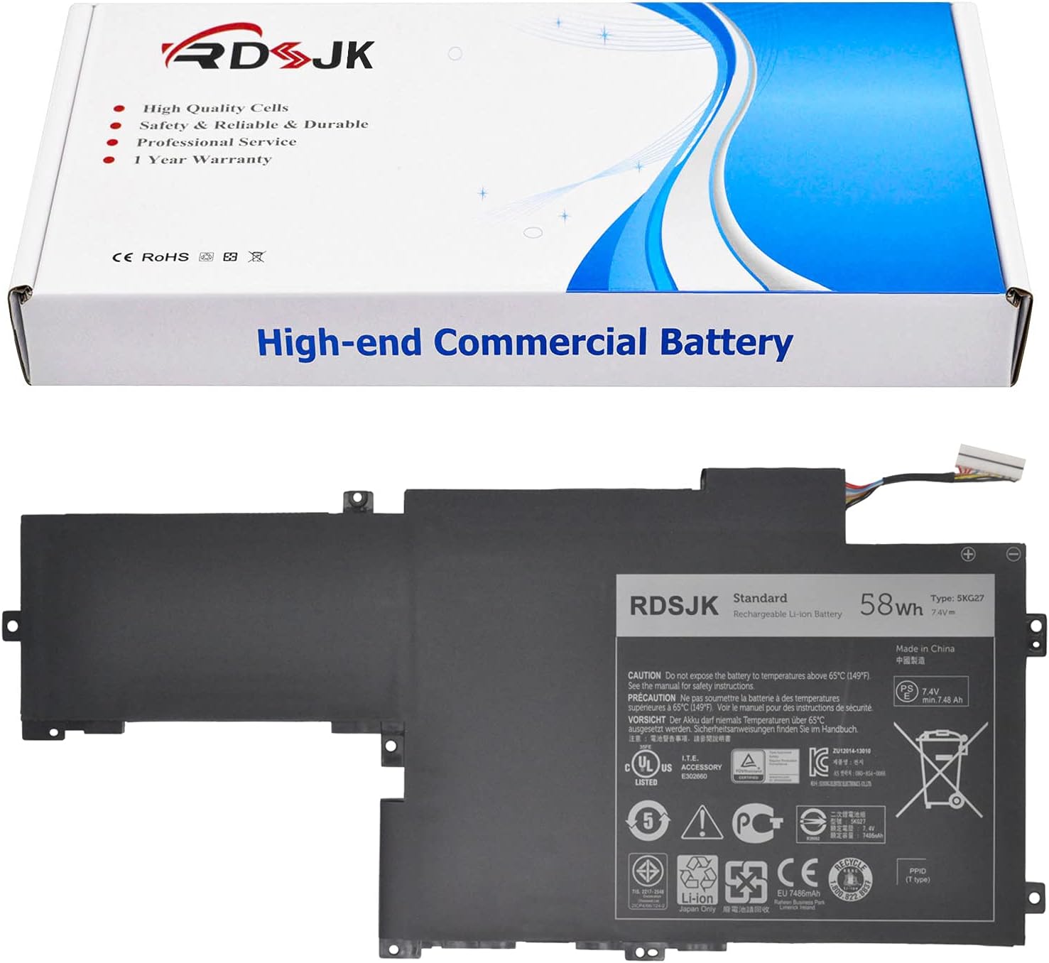 5KG27 Laptop Battery for Dell Inspiron 14 7000 14-7437 Ins14-7000 Ins14HD-1608T Ins14HD-1808T Ins14HD-2608T Inspiron 14HD-1508 14HD-2508 Series 05KG27 09KH5H P42G C4MF8 7.4V 58Wh