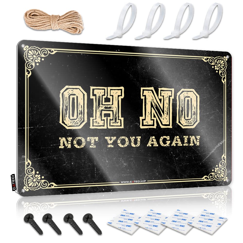 HELIOFORGE Small Metal Tin Oh No Not You Again Tin Sign Tin Signs For Garage Vintage Signs Metal(30X40CM)