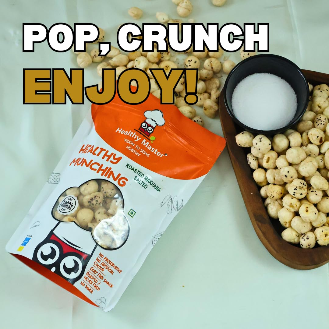 Healthy Master Roasted Salted Makhana (Fox Nuts) – 120 GM | Keto, Diabetic & Jain Friendly | Rich Calcium, Gluten Free, Tasty & Crispy | Healthy Munchies | Organic Snacks - Image 5 thumbnail