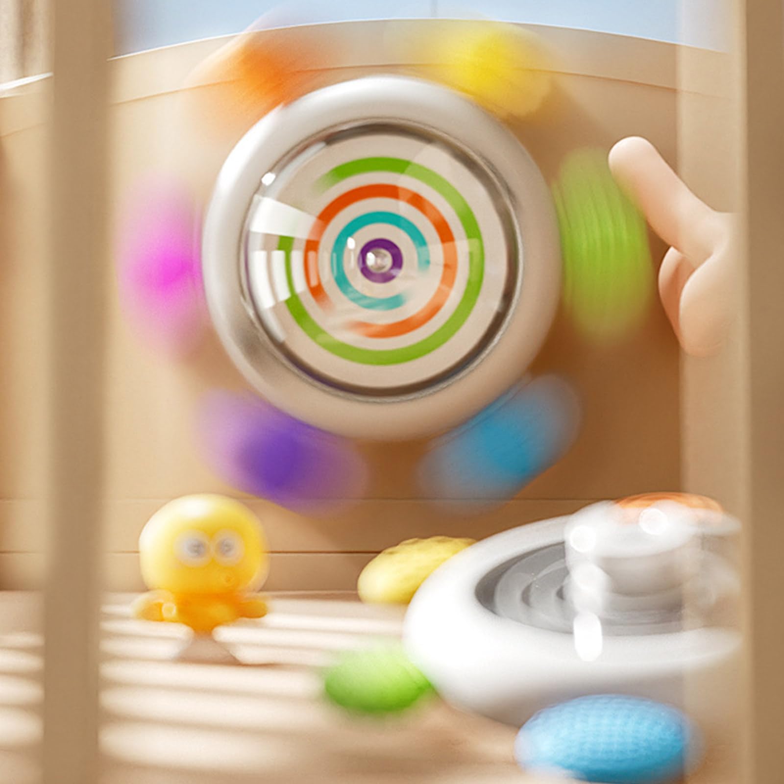 Mordedor de juguete giratorio para niños pequeños con ventosa, juguete sensorial para juegos de baño, juguete giratorio para bebé