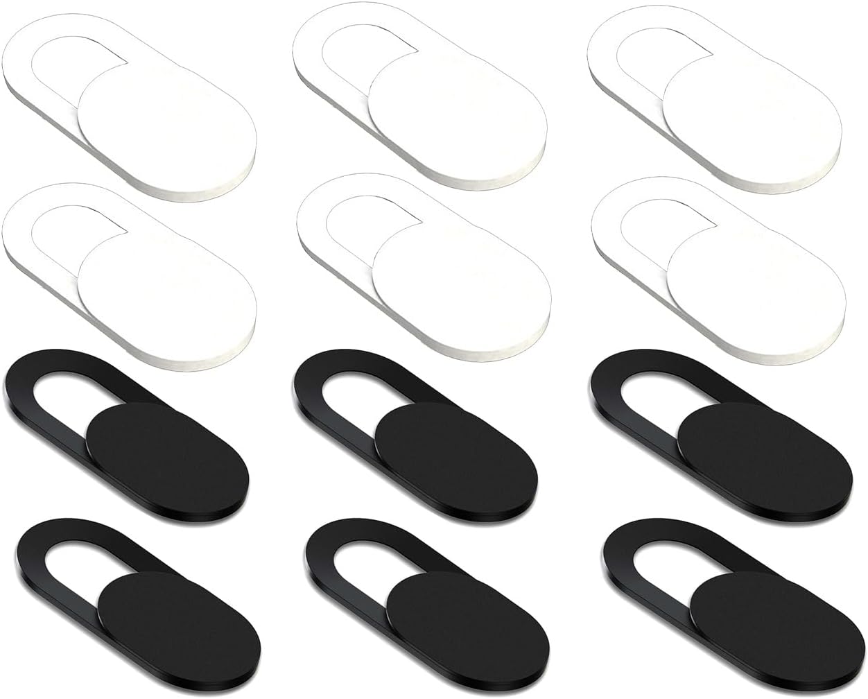 [12 Pack] Slide Webcam Cover Ultra Slim Web Camera Cover fits Laptop, Desktop, PC, Macboook Pro, iMac, Mac Mini, Computer, Smartphone,Protect Your Privacy Security,Strong Adhensive-6 White+6 Black