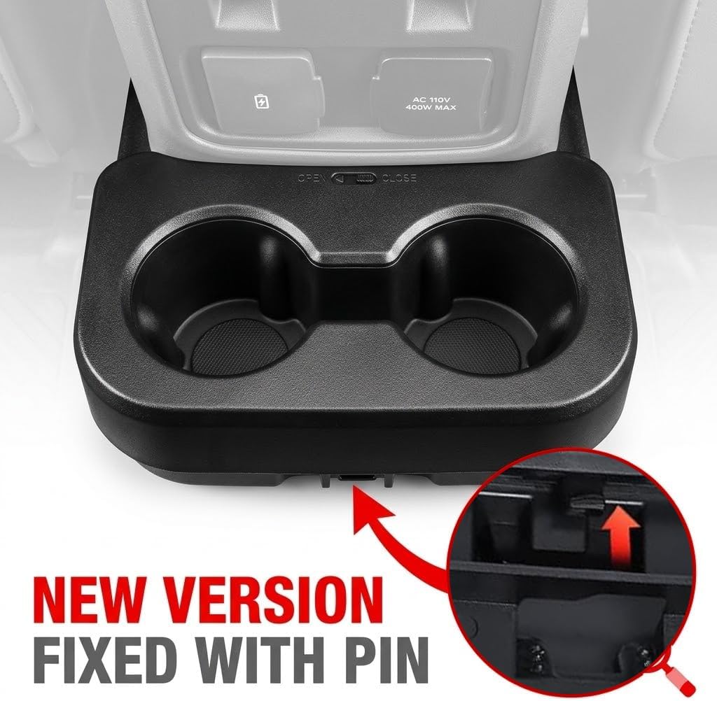 Removable Rear Dual Cup Holder, Upgraded Back Seat Floor Organizer
