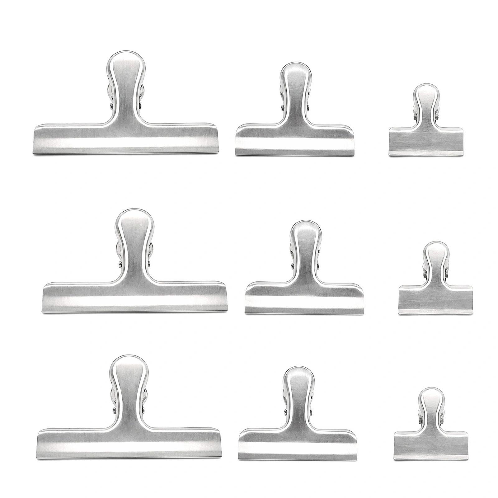 9 mollette di chiusura in acciaio inox, 119 mm, grandi clip di chiusura in metallo, per sacchetti, alimenti e foto, grandi per casa, cucina, scuola e ufficio