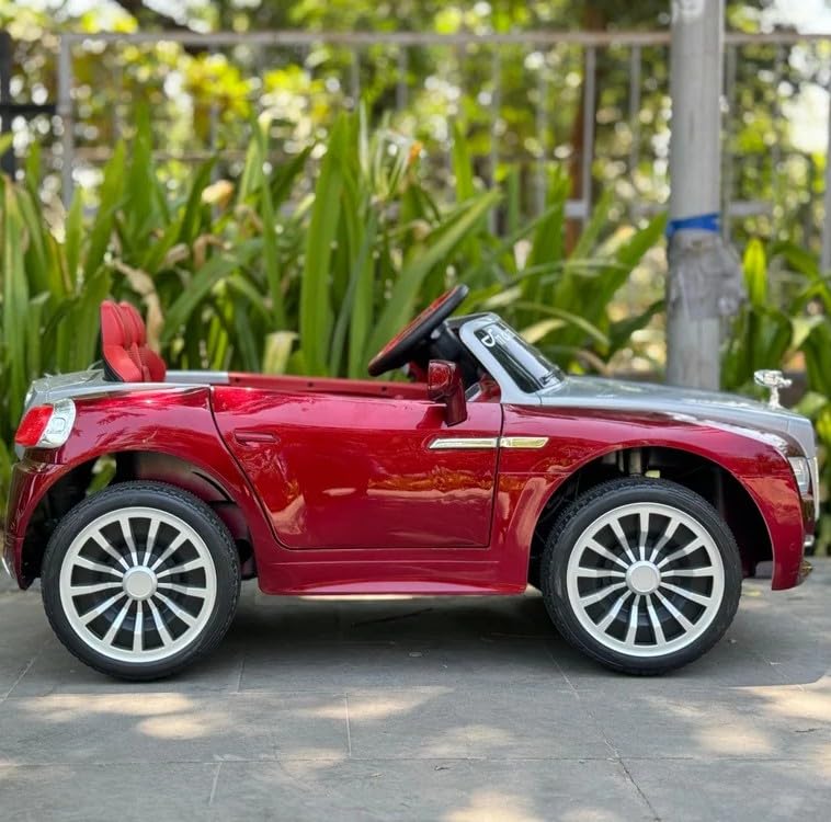 Image of Kawaii Kids AMR GT Battery Operated Sports Car for Kids with Music & Light for 1 to 5 Years Kids | Manual Plus Remote Control | 12V Battery (Rolls Royce, Cherry Red)