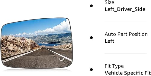 Miniatura 7 de Espejo calefactable para el lado izquierdoconductor, se adapta a Dodge Ram 1500 2009-2018, Ram 2500 2010-18 Reemplazo para 68079363AA 68050299AA