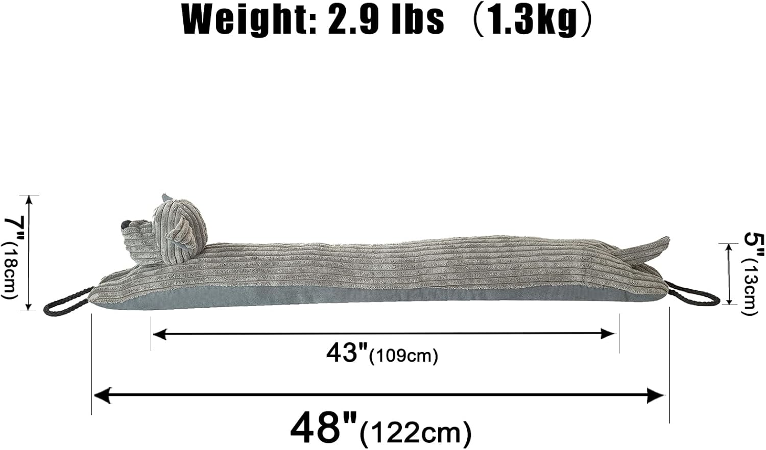 marwood under door draft stopper decorative wind stopper 48 inch for door & window, weighted animal air draft stopper snake noise blocker for bottom of door with hanging loops - grey dog grey dog 48 inch