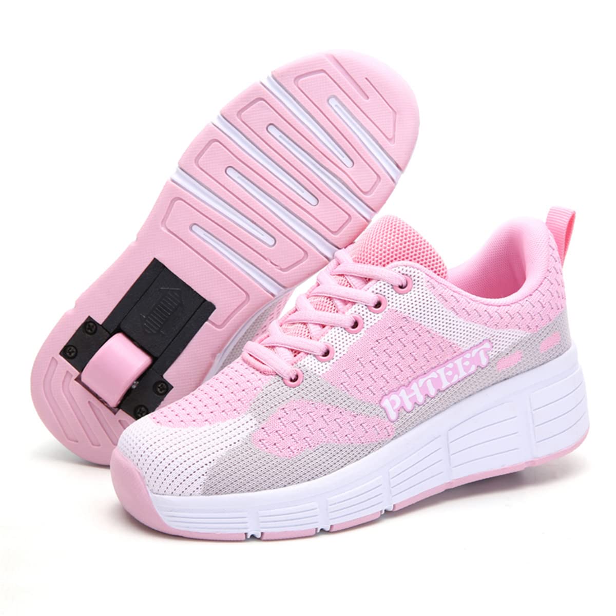 Unisex Kids Technical Skateboarding Shoes Skates Wheels Retractable Sport Gymnastics Sneakers Outdoor Adjustable Sports Trainers Boys Girls Running SAhoes Skateboard Sneakers