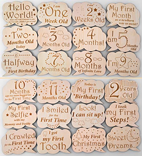 Heart's Sign 24 Designs Baby Milestone Cards - Hello World Newborn Sign, White, Big - Image 4