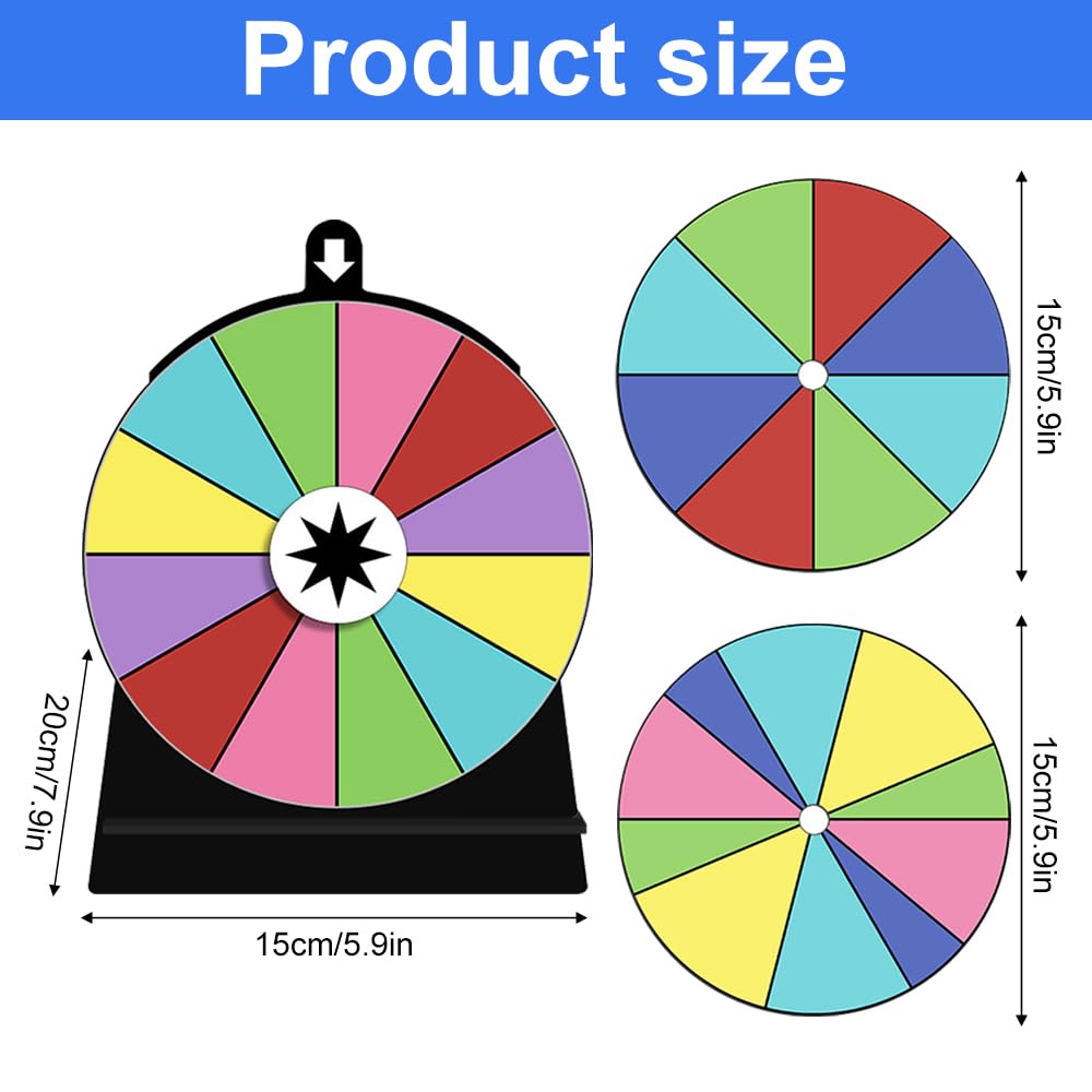 Glücksrad zum Drehen, 15 * 20cm Glücksrad Spielzeug mit Ständer und Löschbar, Glücksrad zum Selbstgestalten mit 3 Drehen, Wiederverwendbar Gluecksrad, für Gewinnen Von Fortune-Spin-Spielen