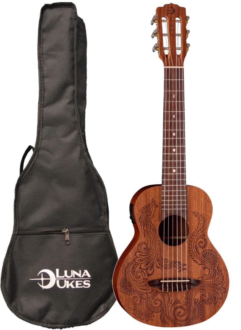 Luna Henna Dragon Mahogany Acoustic-electric Guitarlele - Open Pore