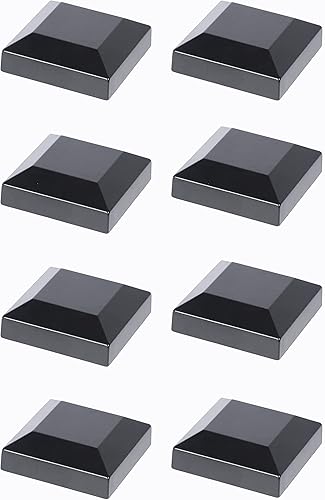 Tapas de aluminio para postes de valla de 2.5 x 2.5 pulgadas, aluminio, metal, madera, buzón, tapa de poste piramidal, ajuste a presión, color negro
