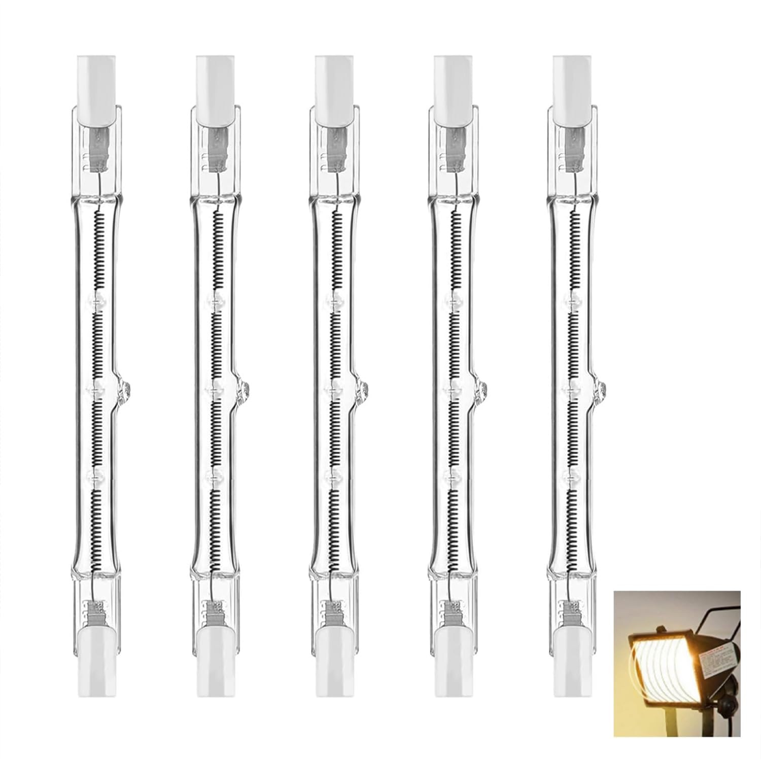 5 Pack 300W Halogen Bulb 118mm Dimmable Compatible R7S, Tungsten Linear Bulb Warm White Linear Halogen Floodlight, Security Outdoor Light Bulbs for Landscape Lights and Floor Lamps[Energy Class G]