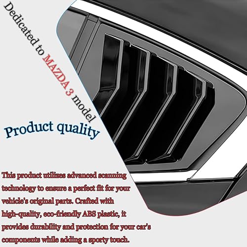 Miniatura 5 de 2 persianas para ventana lateral trasera, para Mazda 3, sedán, 2019, 2020, 2021, 2022, 2023, 2024, ABS, accesorios deportivos de color negro