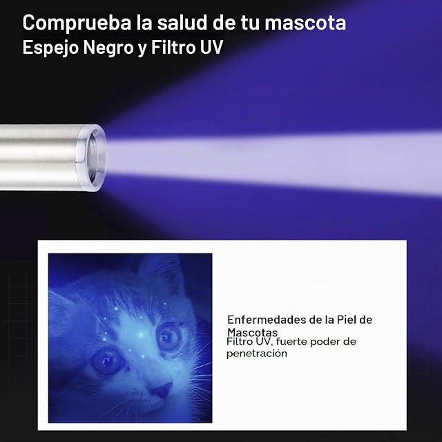 Foto 3 de 8 de RSGK Lámpara De Madera Veterinaria Detección De Hongos para Mascotas Linterna a Prueba De Agua Piel Luz…