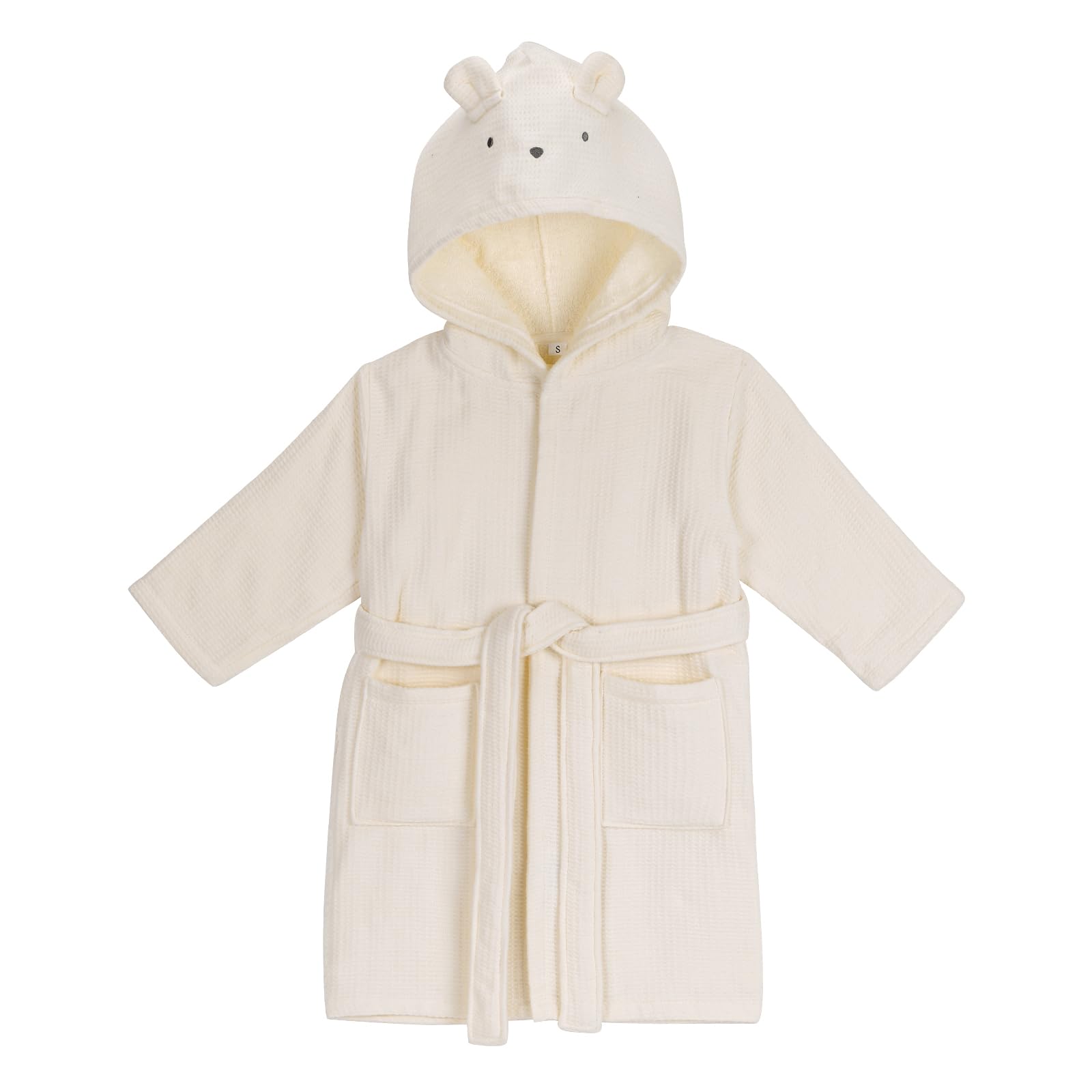 KAKU NANU Accappatoio Bambino 100% Cotone 2-10 Anni Accappatoio Bambina Spugna Piscina 2 Tasche,Cintura,5 Cappuccio Tinta Unita in Morbida Spugna
