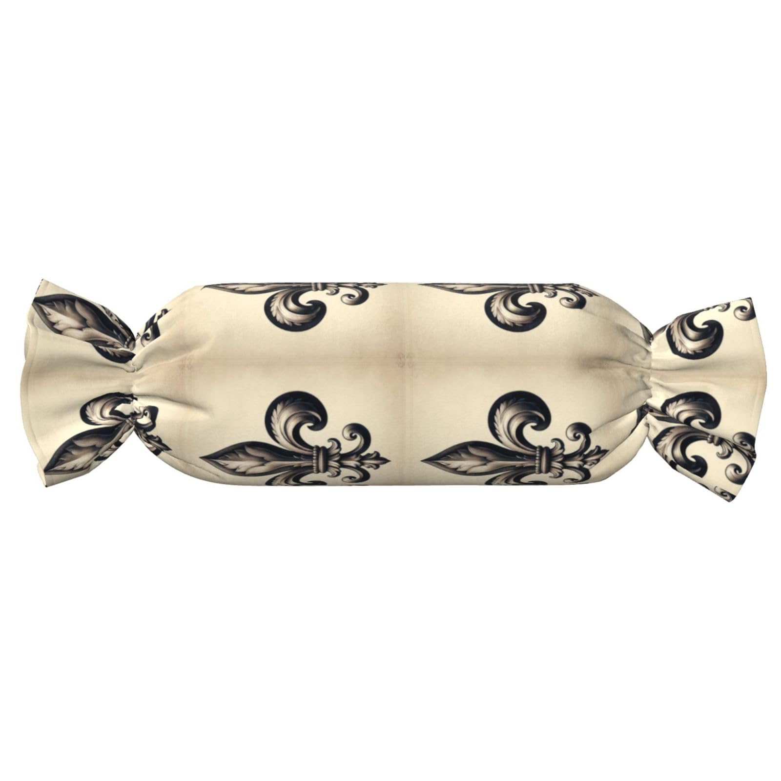 Augenstern Candy-Shaped Pillow with Insert Fleur-De-Lis-Black-Retro Candy Tube Cushion with Filling