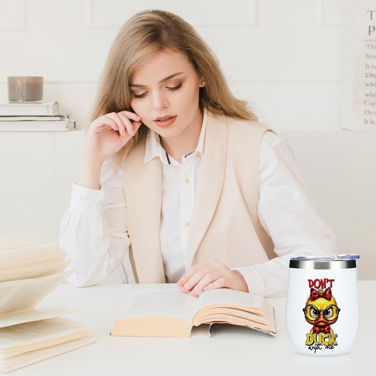 Funny Quotes Wine Tumbler, Sarcastic Duck Gifts Duck Decor Stuff Double Wall Vacuum Insulated Coffee Mug Wine Glass 12 oz Tumbler with Lid for Women Men Boss Mentor Birthday Appreciation Christmas - Image 4