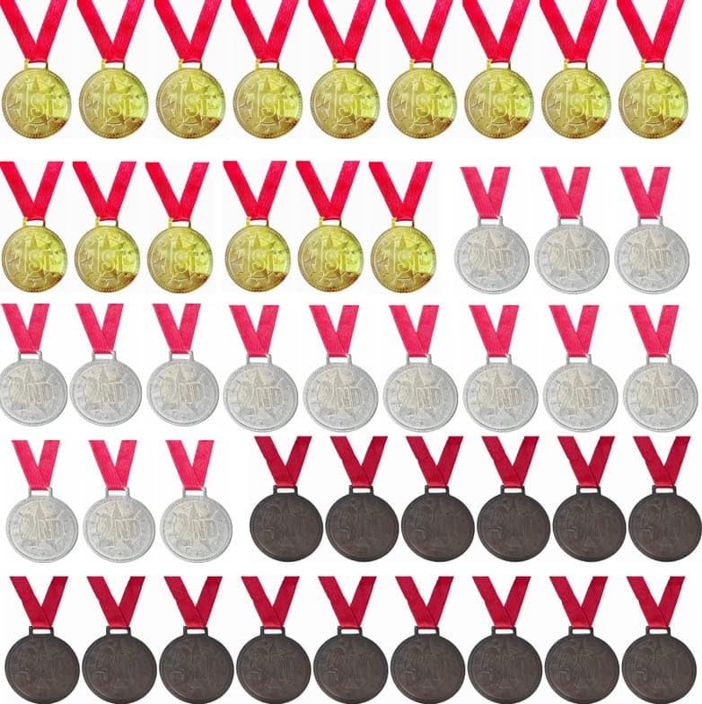 Swastik Enterprises 1st, 2nd, 3rd Medals for School Sports Competition | Medals for All Sports | (Pack of 45 Gold, Silver, Bronze Medal with Ribbon)-picture-24
