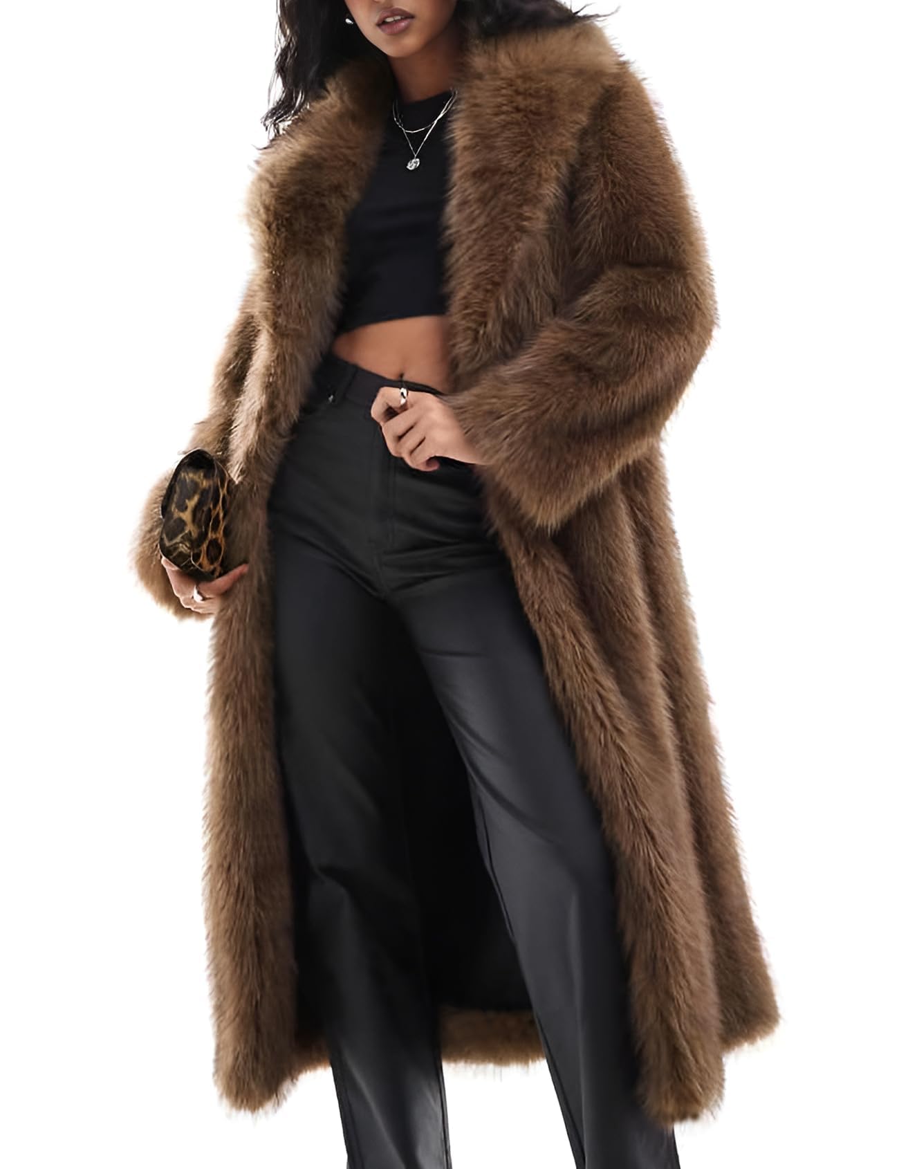 Flygo Long Faux Fur Coat