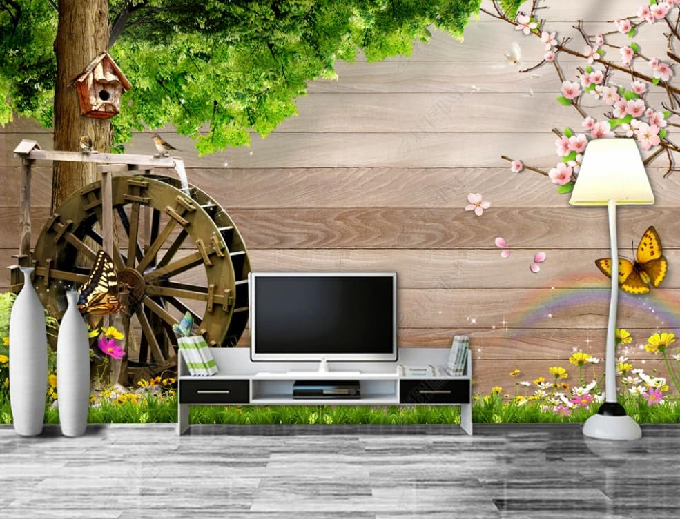 Papier peint panoramique grande roue à eau : évadez-vous depuis votre salon