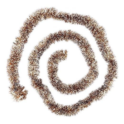 Idées avec guirlande Lametta coeur deluxe | Couleur duo | Ø4cm | 2m de long | Guirlande de sapin | Guirlande déco | Guirlande de Noël | décoration de fête (or et blanc)