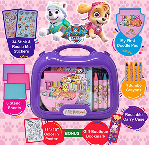 Gift Boutique Paw Patrol Coloring and Activity Carry Case, includes Jumbo Crayons, Stickers, Mess Free Crafts, Doodle Pad, Gift Boutique Bookmark, Reuse Me Stickers, for Girls, Toddlers and Kids - Image 3