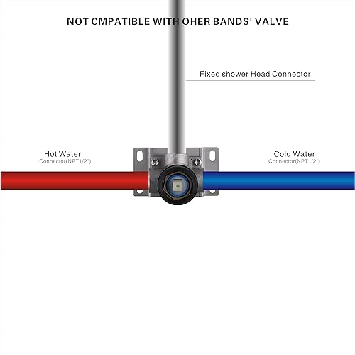 Miniatura 6 de Juego de grifo de ducha de bronce, kit de ajuste de sistema de ducha de bronce aceitado con 9 ajustes de cabezal de ducha con mano (válvula incluida)