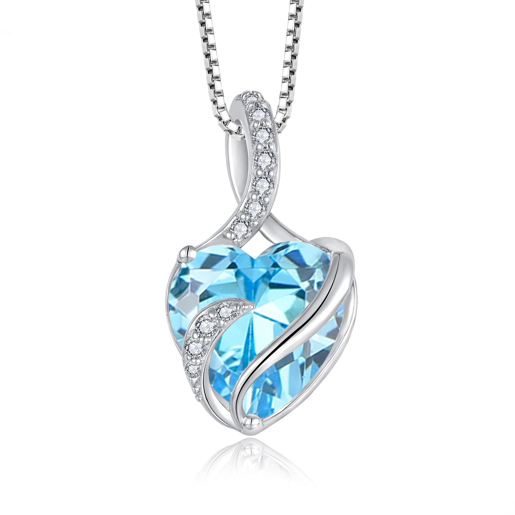 FJ Herz Geburtsstein Kette Damen 925 Sterling Silber Infinity Unendlichkeit Halskette Schmuck Geschenke für Frauen Mutter Freundin Mama