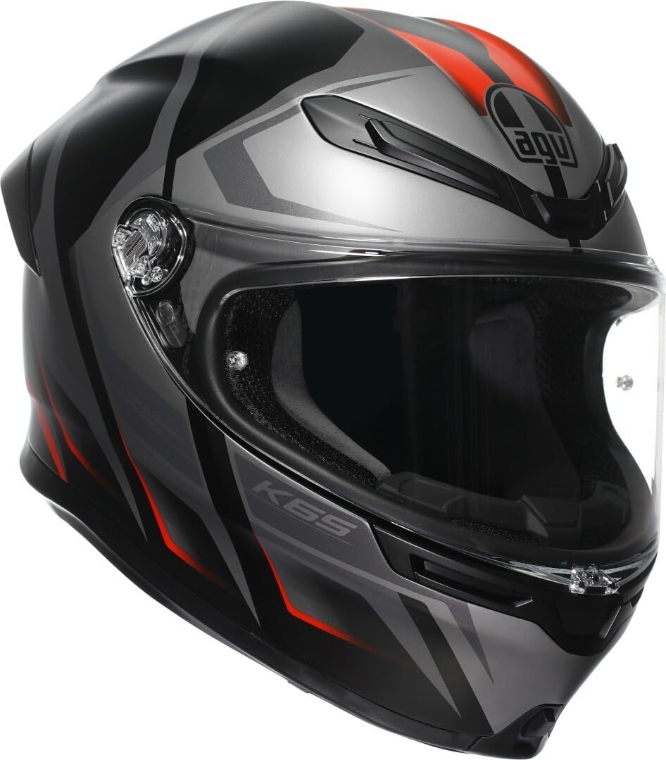 AGV K6 S Motosiklet Kaskı Kapalı Kask Karve Matt Black Grey Red L