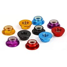 5pcs M2 M3 M4 M5 M6 Red/black/Royal Blue/Sky Blue/Orange/Golden/purple/sliver/grey Anodized Aluminum Flange Nylon Lock NutRoyal blue,M2