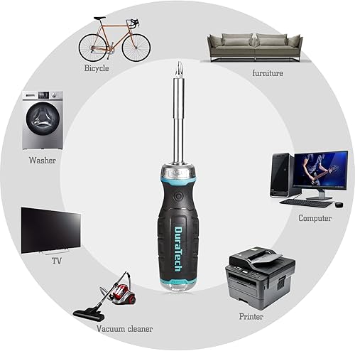 Miniatura 7 de DURATECH Destornillador de trinquete multibroca, destornilladores magnéticos de 38 piezas con mango de almacenamiento de puntas,
