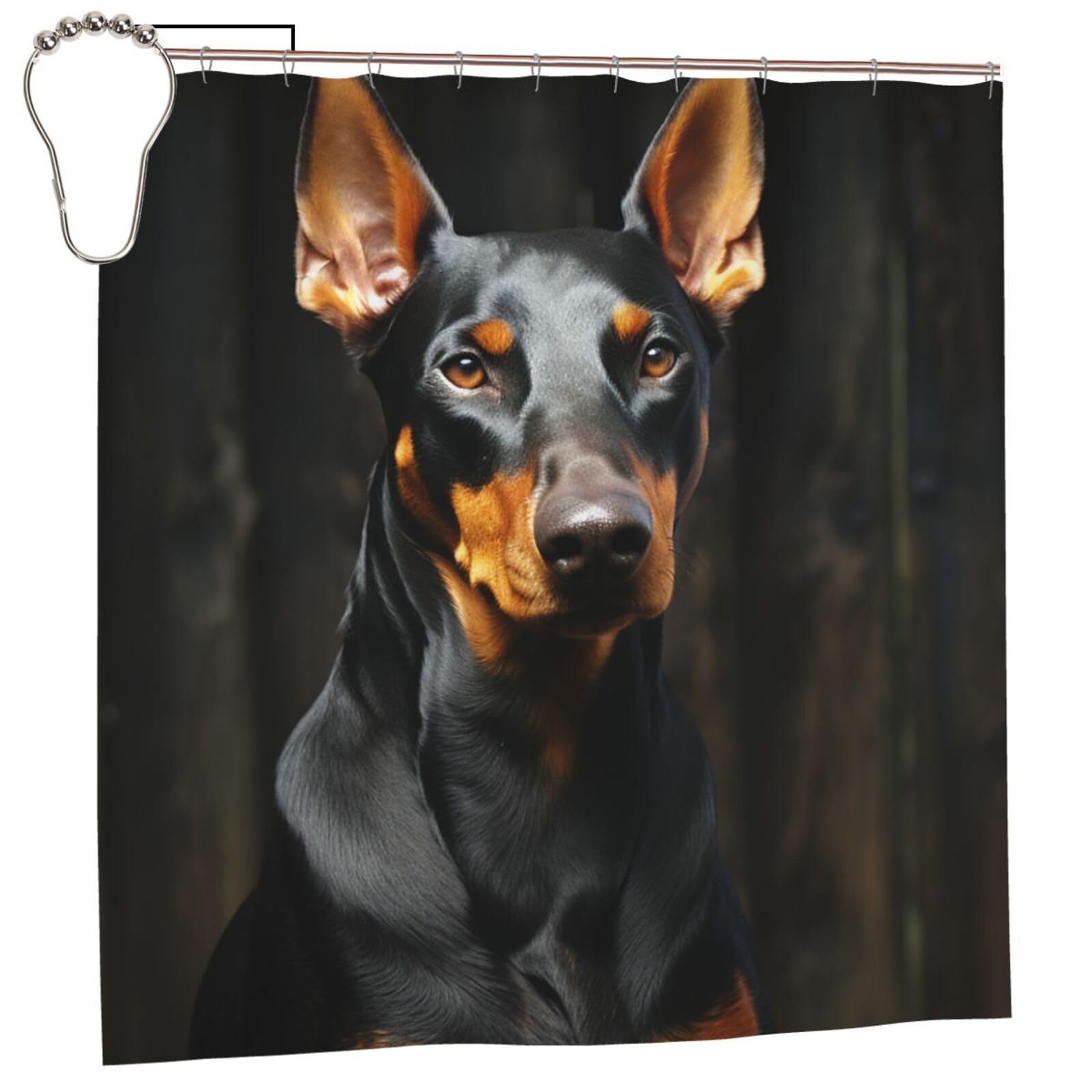 FodPand Doberman Shower Curtain 70"x70" Waterproof Long Bathroom Curtain Heavy Duty Thick Cloth Bath Curtain Set with Hooks, Modern Abstract Art Pattern Bathroom Shower Curtains