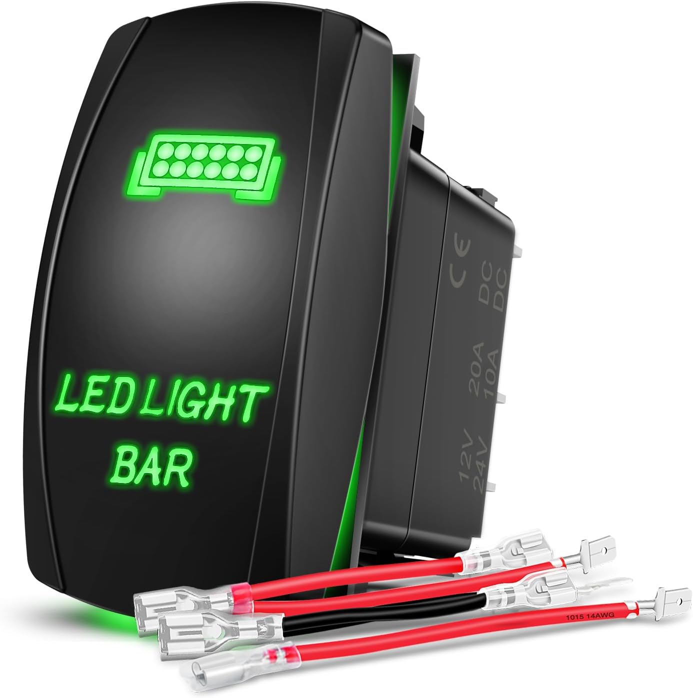 Nilight - NI-RS05 LED Light Bar Rocker Switch 5Pin Laser On/Off LED Light 20A/12V 10A/24V Switch Jumper Wires Set for Jeep Boat Trucks,2 Years Warranty