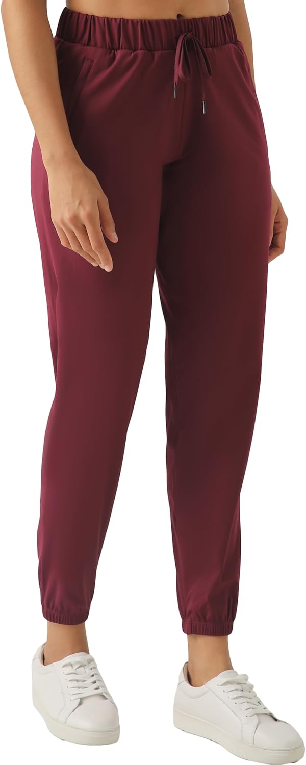 Haowind Women's High-Stretch Workout Joggers with Deep Zipper Pockets - Elastic Waist Yoga Pants for Running Travel Lounge